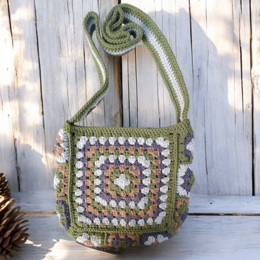 Earthy Mama Crochet Granny Square bag