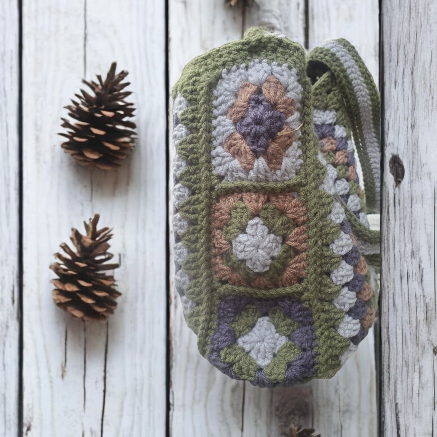 Earthy Mama Crochet Granny Square bag